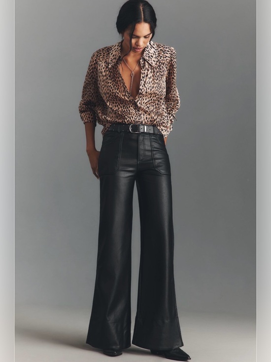 Anthropologie Pants - 🩷Firm Price🩷The Rylan faux leather relaxed high rise pants